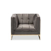 Baxton Studio Ambra Glam and Luxe Grey Velvet Fabric Upholstered and Button Tufted Armchair with Gold-Tone Frame