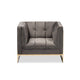 Baxton Studio Ambra Glam and Luxe Grey Velvet Fabric Upholstered and Button Tufted Armchair with Gold-Tone Frame
