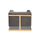 Baxton Studio Ambra Glam and Luxe Grey Velvet Fabric Upholstered and Button Tufted Armchair with Gold-Tone Frame