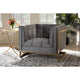 Baxton Studio Ambra Glam and Luxe Grey Velvet Fabric Upholstered and Button Tufted Armchair with Gold-Tone Frame