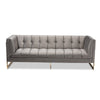 Baxton Studio Ambra Glam and Luxe Grey Velvet Fabric Upholstered and Button Tufted Sofa with Gold-Tone Frame