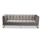 Baxton Studio Ambra Glam and Luxe Grey Velvet Fabric Upholstered and Button Tufted Sofa with Gold-Tone Frame