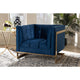 Baxton Studio Ambra Glam and Luxe Royal Blue Velvet Fabric Upholstered and Button Tufted Armchair with Gold-Tone Frame
