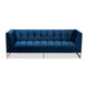 Baxton Studio Ambra Glam and Luxe Royal Blue Velvet Fabric Upholstered and Button Tufted Gold Sofa with Gold-Tone Frame