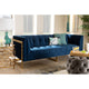 Baxton Studio Ambra Glam and Luxe Royal Blue Velvet Fabric Upholstered and Button Tufted Gold Sofa with Gold-Tone Frame