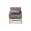 Baxton Studio Mira Glam and Luxe Grey Velvet Fabric Upholstered Gold Finished Metal Lounge Chair WHI-TSF-60458-Grey-Velvet-Gold-CC