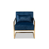 Baxton Studio Mira Glam and Luxe Navy Blue Velvet Fabric Upholstered Gold Finished Metal Lounge Chair WHI-TSF-60458-Navy-Velvet-Gold-CC