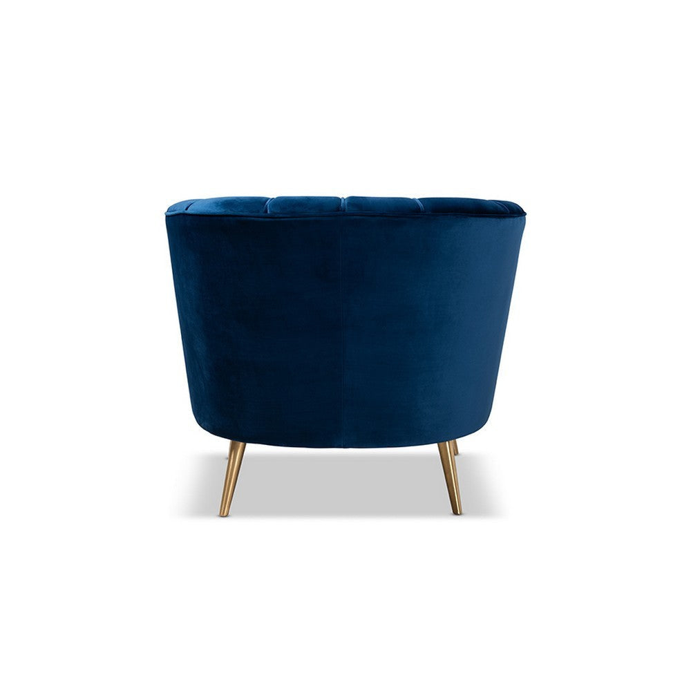 Baxton Studio Emeline Glam and Luxe Navy Blue Velvet Fabric Upholstered Brushed Gold Finished Accent Chair WHI-TSF-66161-Navy-Gold-CC
