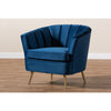 Baxton Studio Emeline Glam and Luxe Navy Blue Velvet Fabric Upholstered Brushed Gold Finished Accent Chair