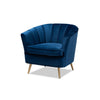 Baxton Studio Emeline Glam and Luxe Navy Blue Velvet Fabric Upholstered Brushed Gold Finished Accent Chair WHI-TSF-66161-Navy-Gold-CC