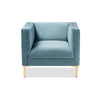 Baxton Studio Seraphin Glam and Luxe Light Blue Velvet Fabric Upholstered Gold Finished Armchair