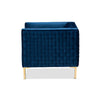 Baxton Studio Seraphin Glam and Luxe Navy Blue Velvet Fabric Upholstered Gold Finished Armchair