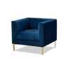 Baxton Studio Seraphin Glam and Luxe Navy Blue Velvet Fabric Upholstered Gold Finished Armchair