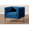 Baxton Studio Seraphin Glam and Luxe Navy Blue Velvet Fabric Upholstered Gold Finished Armchair
