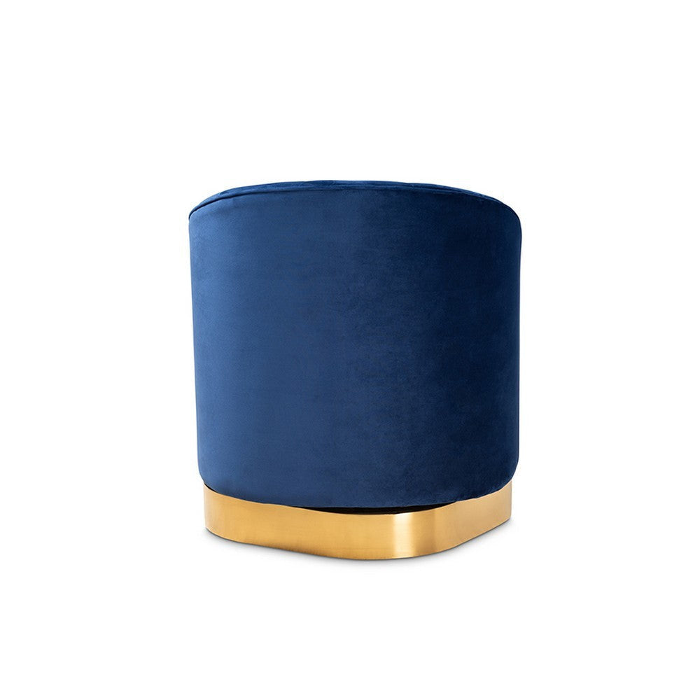 Baxton Studio Fiore Glam and Luxe Royal Blue Velvet Fabric Upholstered Brushed Gold Finished Swivel Accent Chair