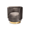 Baxton Studio Saffi Glam and Luxe Grey Velvet Fabric Upholstered Gold Finished Swivel Accent Chair WHI-TSF-6653-Grey-Gold-CC