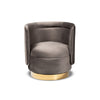 Baxton Studio Saffi Glam and Luxe Grey Velvet Fabric Upholstered Gold Finished Swivel Accent Chair WHI-TSF-6653-Grey-Gold-CC