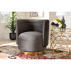 Baxton Studio Saffi Glam and Luxe Grey Velvet Fabric Upholstered Gold Finished Swivel Accent Chair