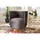 Baxton Studio Saffi Glam and Luxe Grey Velvet Fabric Upholstered Gold Finished Swivel Accent Chair