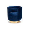 Baxton Studio Saffi Glam and Luxe Royal Blue Velvet Fabric Upholstered Gold Finished Swivel Accent Chair WHI-TSF-6653-Royal-Blue-Gold-CC