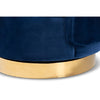 Baxton Studio Saffi Glam and Luxe Royal Blue Velvet Fabric Upholstered Gold Finished Swivel Accent Chair WHI-TSF-6653-Royal-Blue-Gold-CC