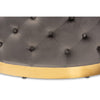 Baxton Studio Sasha Glam and Luxe Grey Velvet Fabric Upholstered Gold Finished Round Cocktail Ottoman WHI-TSF-6689-Grey-Gold-Otto