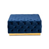 Baxton Studio Verene Glam and Luxe Royal Blue Velvet Fabric Upholstered Gold Finished Square Cocktail Ottoman