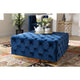 Baxton Studio Verene Glam and Luxe Royal Blue Velvet Fabric Upholstered Gold Finished Square Cocktail Ottoman