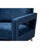 Baxton Studio Leland Glam and Luxe Navy Blue Velvet Fabric Upholstered and Gold Finished Armchair WHI-TSF-6729-Navy Blue/Gold-CC
