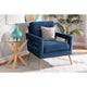 Baxton Studio Leland Glam and Luxe Navy Blue Velvet Fabric Upholstered and Gold Finished Armchair