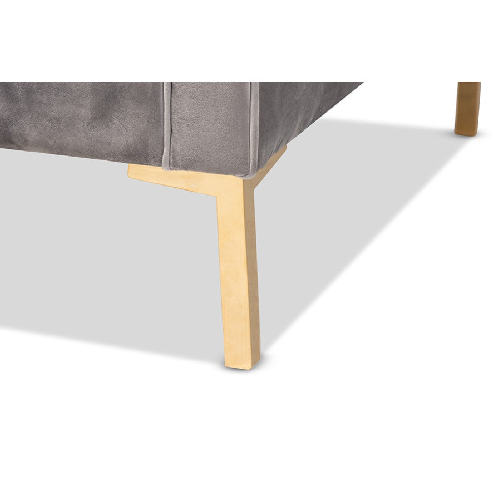 Baxton Studio Zanetta Glam and Luxe Gray Velvet Upholstered Gold Finished Sofa WHI-TSF-7723-Grey-Gold-SF