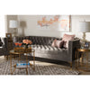 Baxton Studio Zanetta Glam and Luxe Gray Velvet Upholstered Gold Finished Sofa