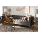 Baxton Studio Zanetta Glam and Luxe Gray Velvet Upholstered Gold Finished Sofa