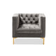 Baxton Studio Zanetta Luxe and Glamour Grey Velvet Upholstered Gold Finished Lounge Chair
