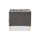 Baxton Studio Zanetta Luxe and Glamour Grey Velvet Upholstered Gold Finished Lounge Chair