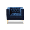 Baxton Studio Zanetta Luxe and Glamour Navy Velvet Upholstered Gold Finished Lounge Chair