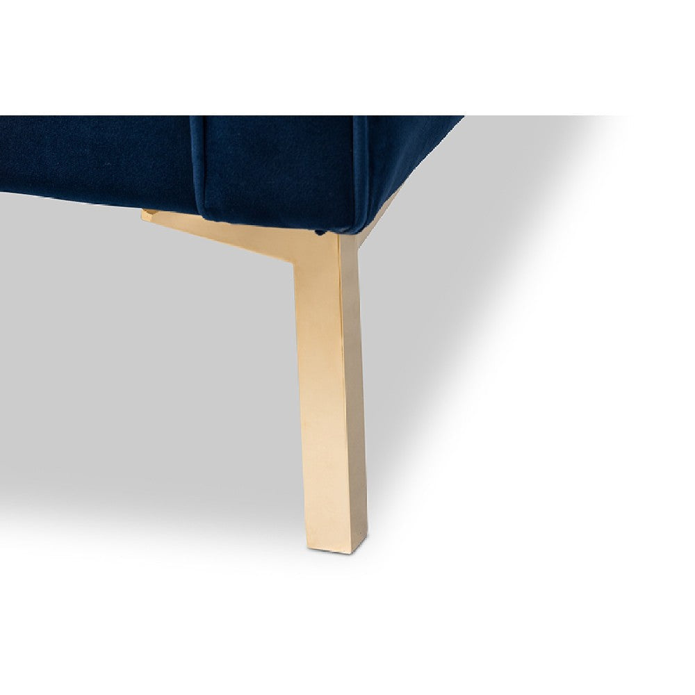 Baxton Studio Zanetta Luxe and Glamour Navy Velvet Upholstered Gold Finished Lounge Chair