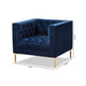 Baxton Studio Zanetta Luxe and Glamour Navy Velvet Upholstered Gold Finished Lounge Chair