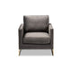 Baxton Studio Matteo Glam and Luxe Grey Velvet Fabric Upholstered Gold Finished Armchair