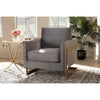 Baxton Studio Matteo Glam and Luxe Grey Velvet Fabric Upholstered Gold Finished Armchair