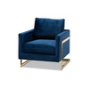 Baxton Studio Matteo Glam and Luxe Royal Blue Velvet Fabric Upholstered Gold Finished Armchair