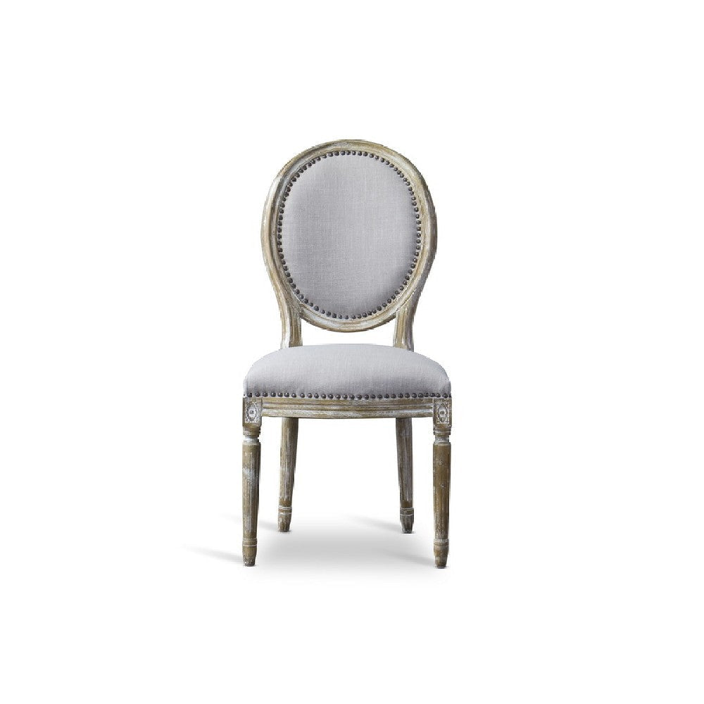 Baxton Studio Clairette Wood Traditional French Accent Chair-Round WHI-TSF-9315-Beige-CC