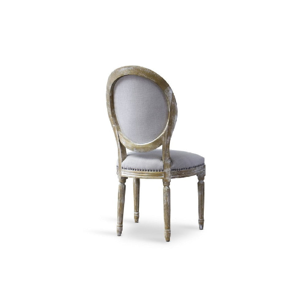 Baxton Studio Clairette Wood Traditional French Accent Chair-Round WHI-TSF-9315-Beige-CC