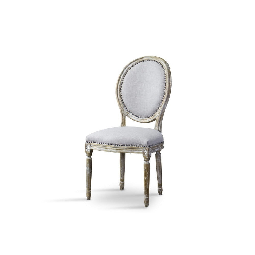 Baxton Studio Clairette Wood Traditional French Accent Chair-Round WHI-TSF-9315-Beige-CC