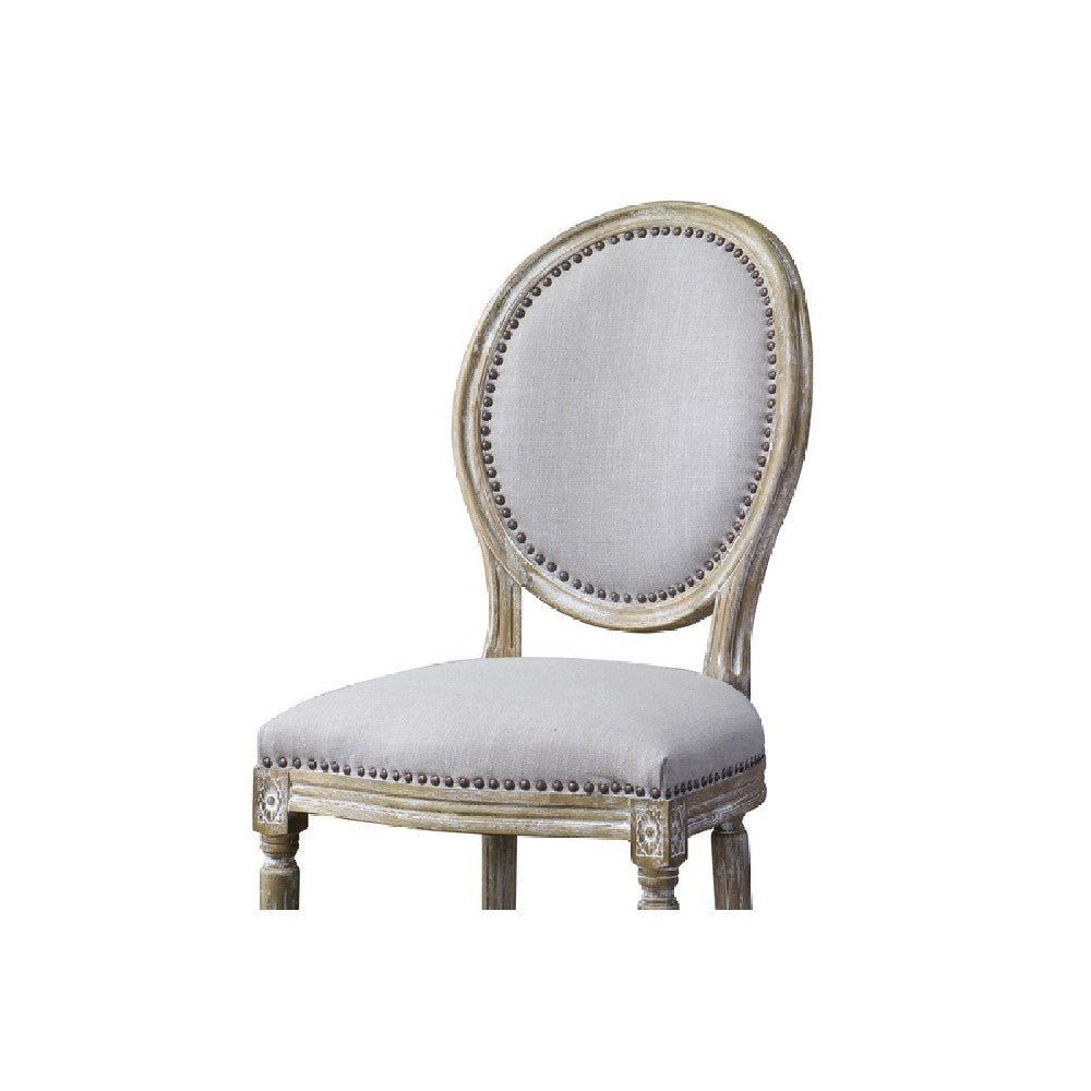 Baxton Studio Clairette Wood Traditional French Accent Chair-Round WHI-TSF-9315-Beige-CC