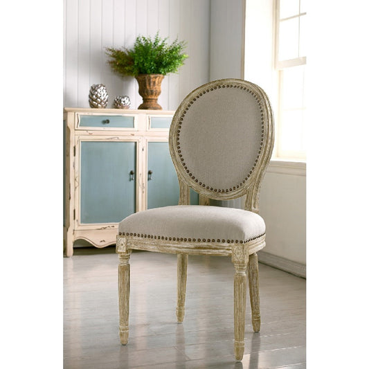 Baxton Studio Clairette Wood Traditional French Accent Chair-Round