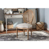 Baxton Studio Adelia French Vintage Cottage Weathered Oak Finish Wood and Beige Fabric Upholstered Dining Side Chair with Round Cane Back