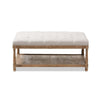Baxton Studio Carlotta French Country Weathered Oak Beige Linen Rectangular Coffee Table Ottoman