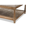 Baxton Studio Carlotta French Country Weathered Oak Beige Linen Rectangular Coffee Table Ottoman