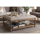 Baxton Studio Carlotta French Country Weathered Oak Beige Linen Rectangular Coffee Table Ottoman